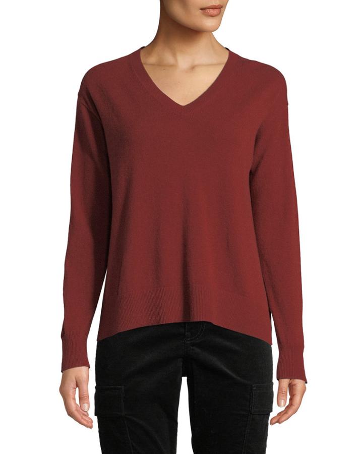 Boxy V-neck Wool-blend Top