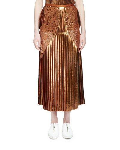 Gianna Metallic Pleated Lace-trim