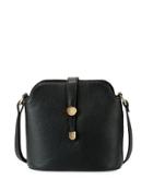 Framed Dome Leather Crossbody Bag, Black
