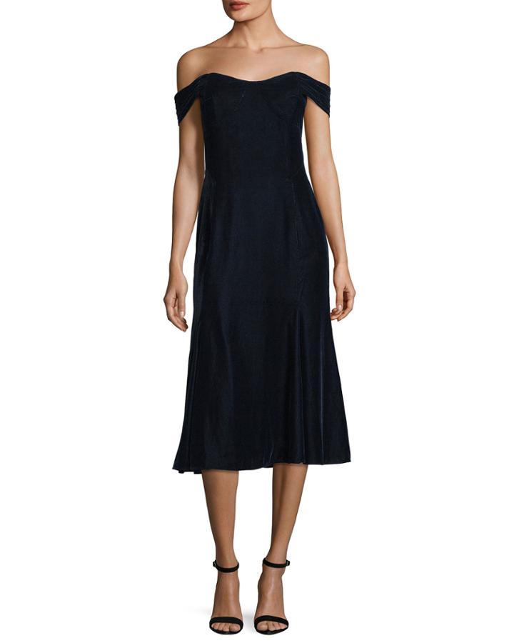 Balmwell Off-the-shoulder Velvet Cocktail Dress