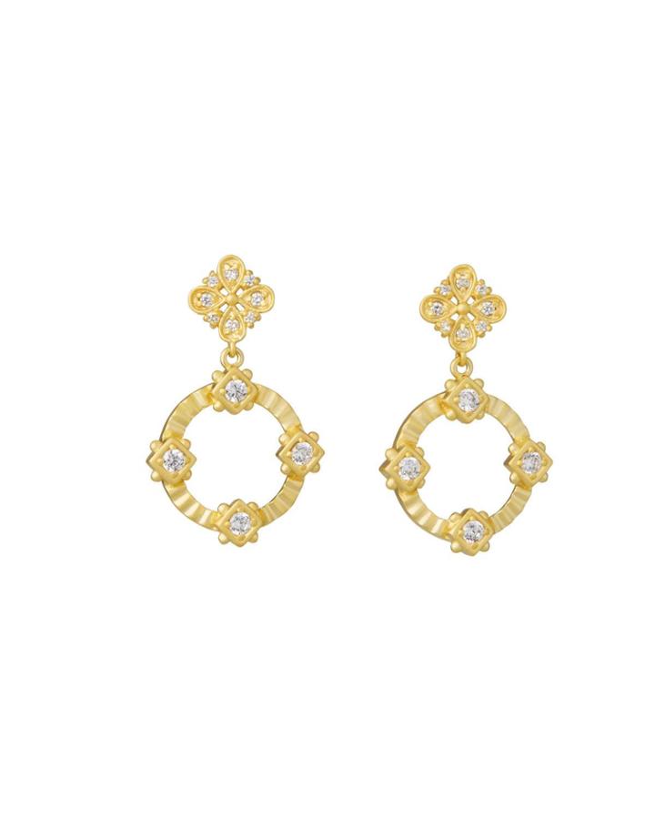 Four Points Open Circle Post Drop Earrings