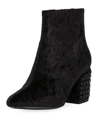Blythe Velvet Zip-up Bootie, Black
