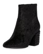 Blythe Velvet Zip-up Bootie, Black