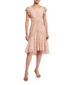 Lace Lattice Flutter-sleeve Dress