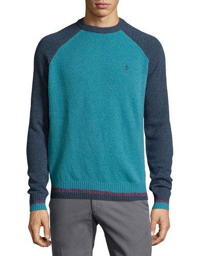 Wool Long-sleeve Crewneck Jersey Sweater,