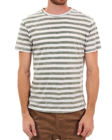 Men's Striped Short-sleeve Enzyme Mineral Wash T-shirt