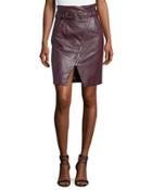 Faux-leather High-rise Belted Pencil