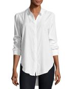 Long-sleeve High-low Blouse, White