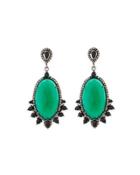 Green Onyx, Spinel & Diamond Statement Drop Earrings
