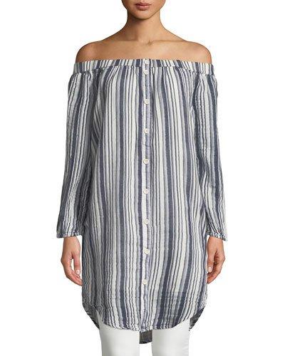 Striped Off-the-shoulder Tunic