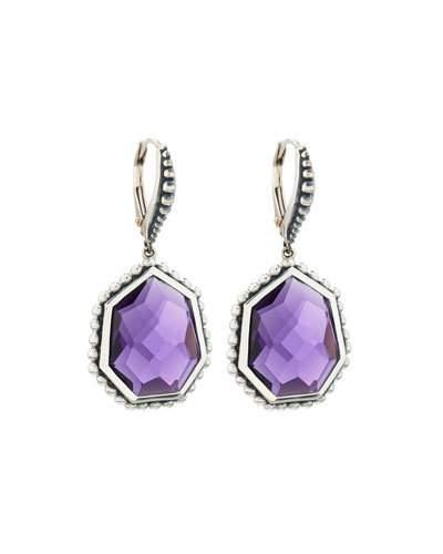 Freeform Faceted Purple Quartz Drop Earrings