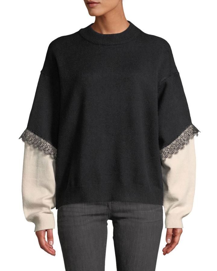 Two-tone Long-sleeve Sweater With