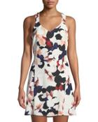 Floral-print V-neck Sleeveless Dress