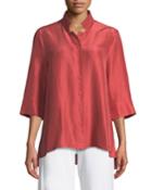 Plus Size 3/4-sleeve Silk Doupioni