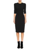 1/2-sleeve Fitted Cady Cocktail Dress