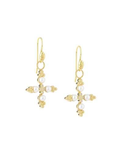 Carolina 18k Pearl Cross Earring Charms