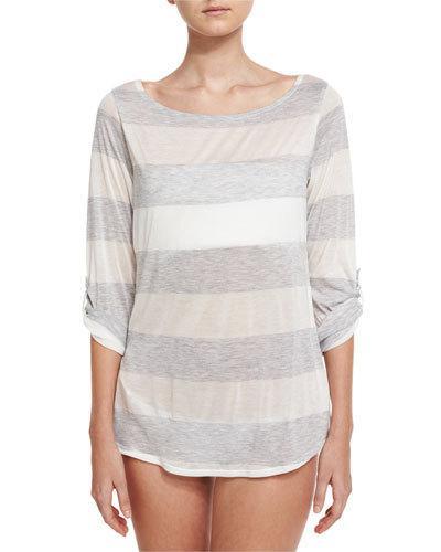Homespun Striped Scoop-back Coverup Tunic