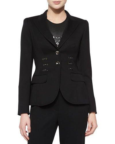 Front Ring-detail Blazer, Black