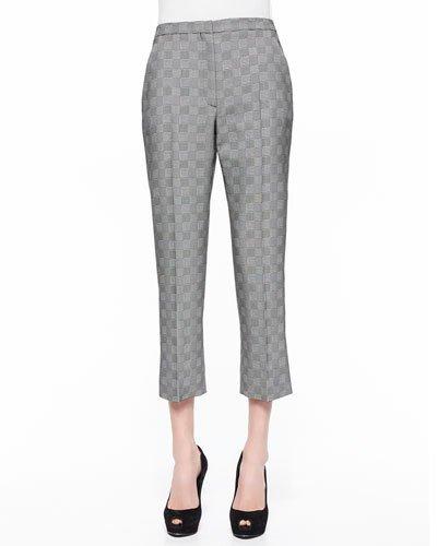 Glen Plaid Jacquard Cropped Pants