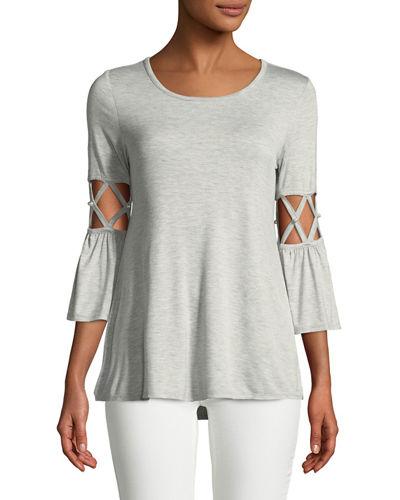 Cage-sleeve Pearl-accent Jersey Tunic