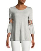 Cage-sleeve Pearl-accent Jersey Tunic