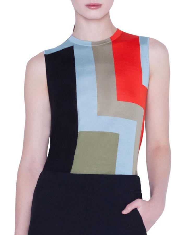Colorblock Indian Summer Intarsia Cashmere/silk Tank