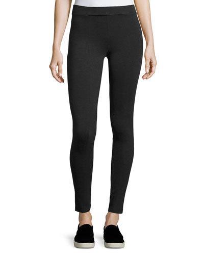 Slim Seamed Ponte Leggings, Charcoal