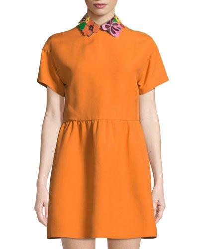 Applique-collar Fit & Flare Dress