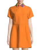 Applique-collar Fit & Flare Dress