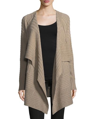 Cashmere Cable-knit Cardigan, Tan