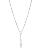 Silvertone Pearl & Spike Y-drop Pendant Necklace