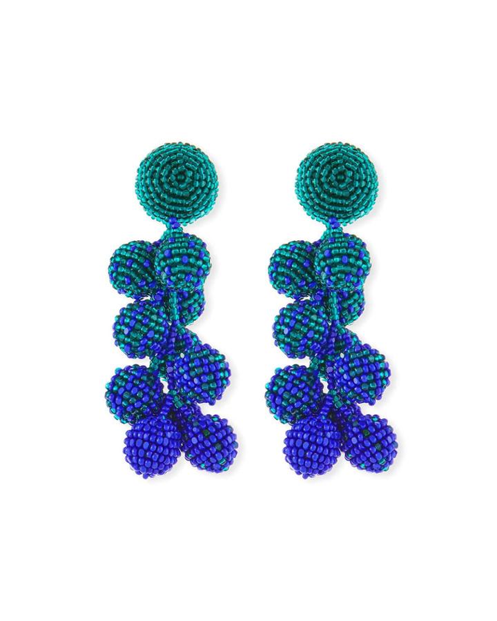 Coconut Ombre Beaded Dangle Clip-on Earrings