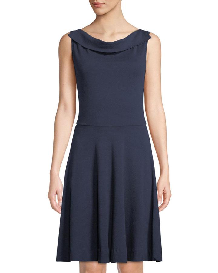 Fold-neck Sleeveless Cotton Jersey Dress