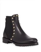 Rockstud Leather Boot, Black