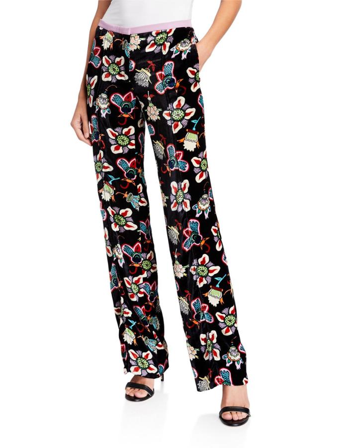 Floral-print Silk-blend Pants