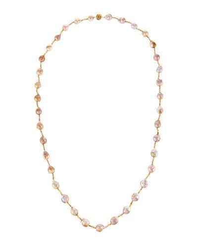 Baroque Kasumiga Freshwater Pearl & Pyrite Necklace,
