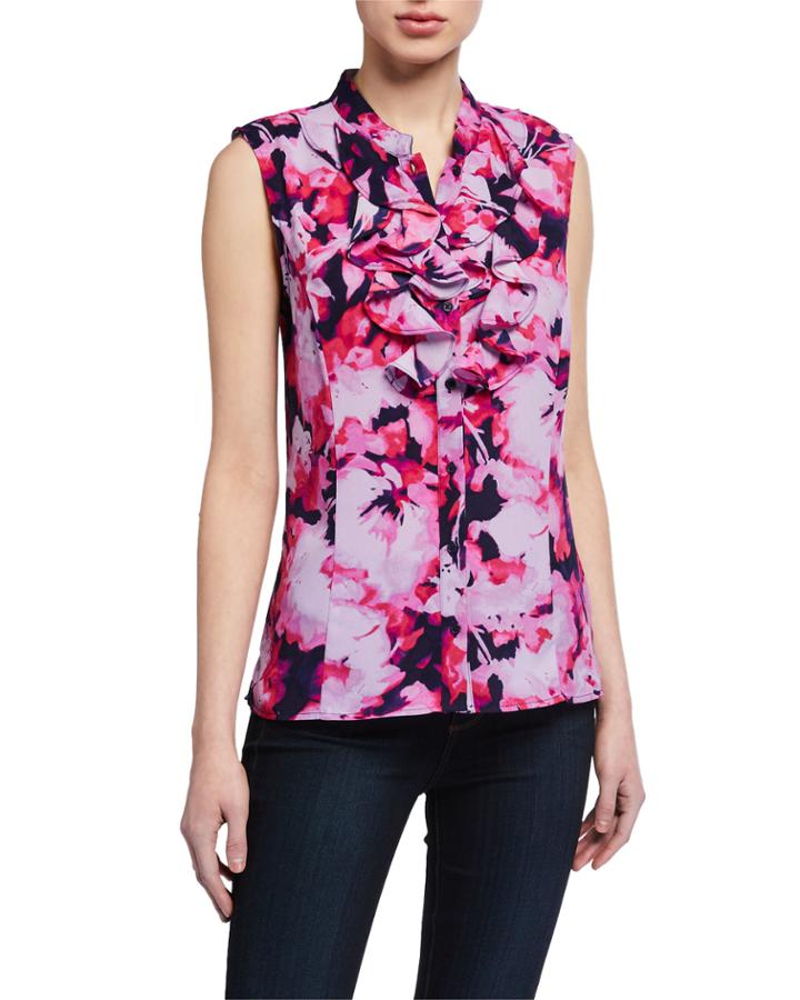 Sleeveless Double Ruffle Blouse