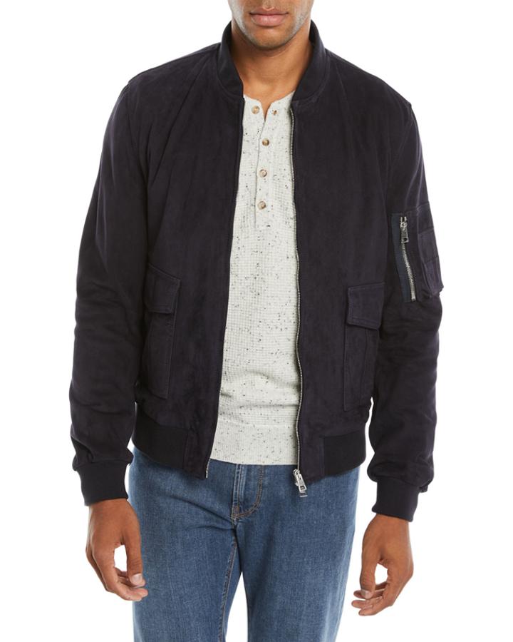 Men's Suede Bomber Jacket