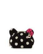 Betsey Johnson Fun Bear Polka-dot Cosmetic Bag, Black