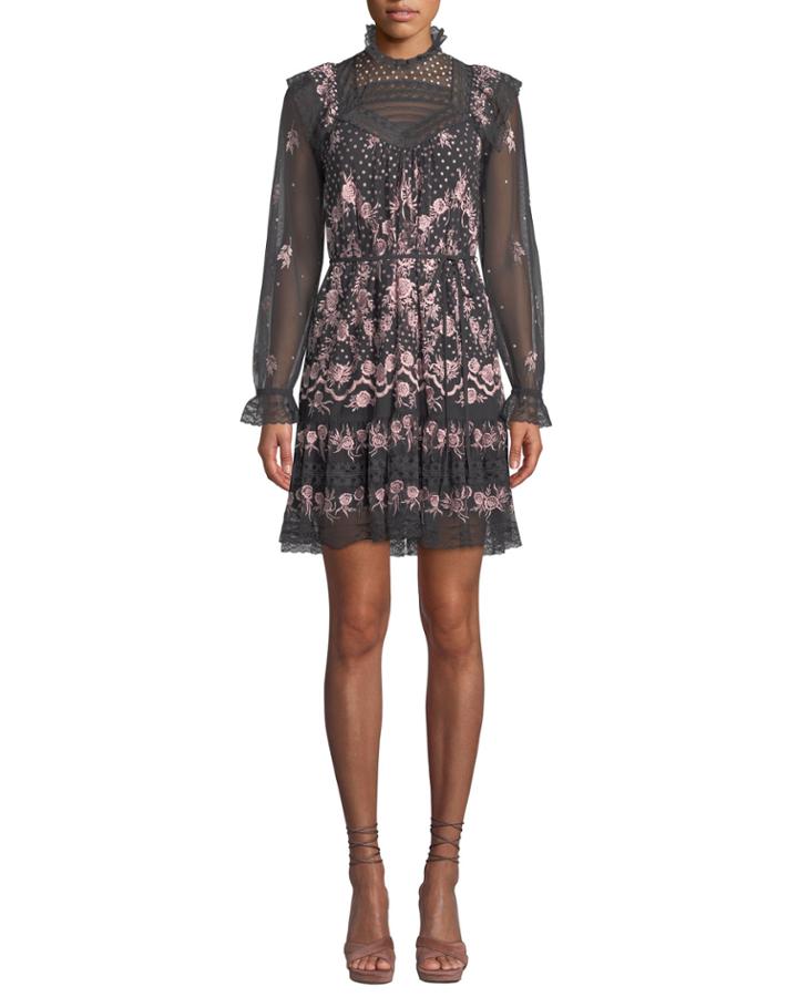 Eclipse High-neck Embroidered Tulle