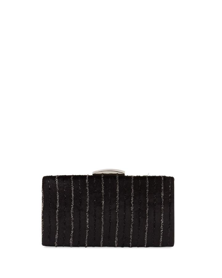 Velvet Metallic Stripe Minaudiere Box Clutch