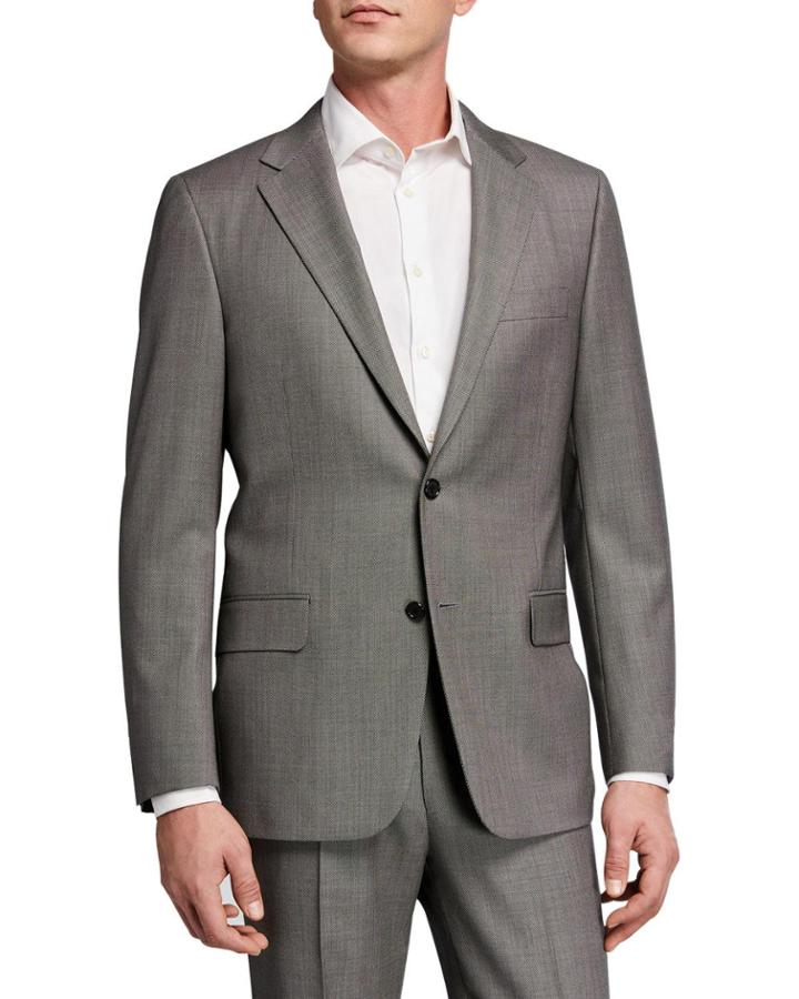 Men's Classic-fit Solid Wool Two-piece