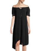 Off-the-shoulder Tassel Wrap Dress