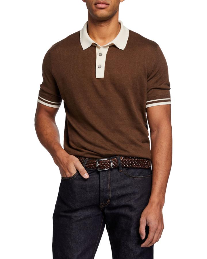 Men's Tipped Linen/cotton Polo