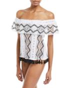 Hattusa Off-the-shoulder Broderie Anglaise Top With Tassel Hem