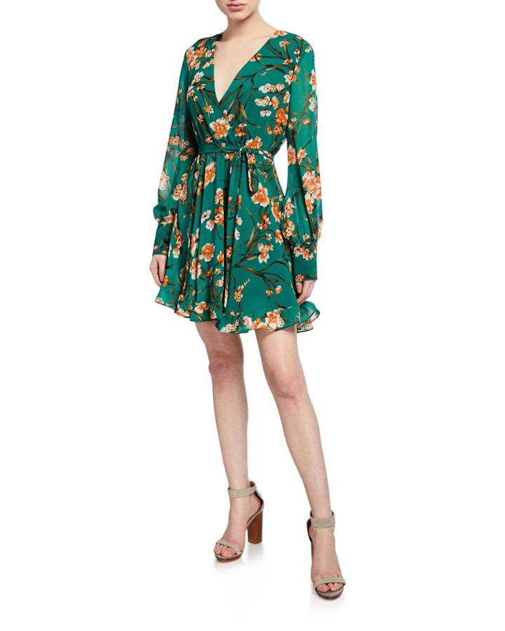 Becky Floral-print Long-sleeve Ruffle Dress