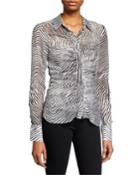 Ryann Ruched Zebra-print Top