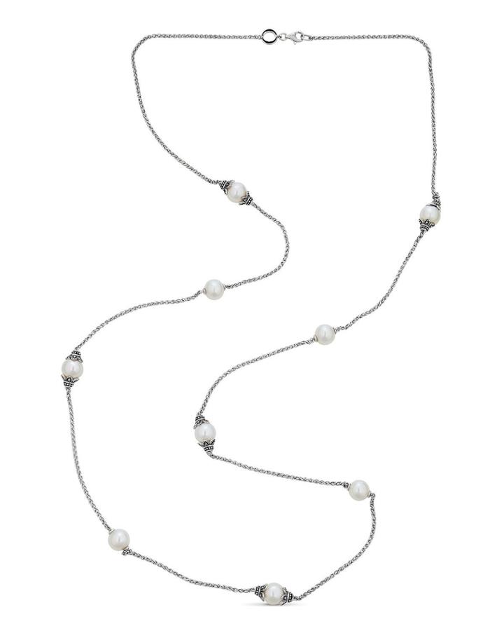 Long 9-pearl Necklace, White