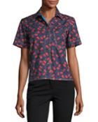 Poppy-print Short-sleeve Blouse