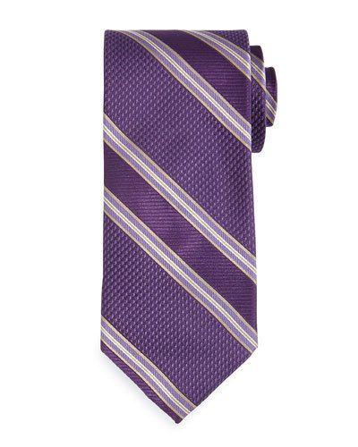 Striped Textured Tie, Purple